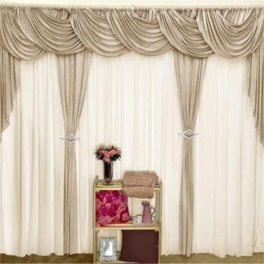 Imagem de Cortina Mara para Varão Duplo Malha Gel Sala Quarto 4,00m x 2,60m - Av