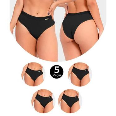 Imagem de Kit 5 Calcinha Cotton Confort Algodão Tanga Básica Feminina Conforto R