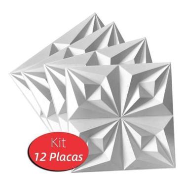 Imagem de 12 Placas Decorativas 3D Revestimentos Paredes Tetos Origami