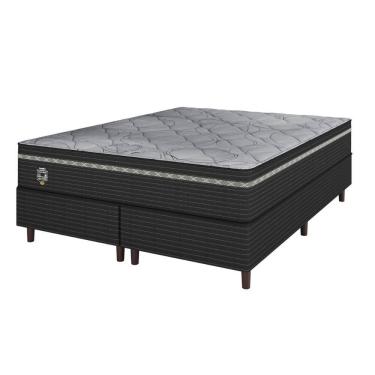 Imagem de Cama Box King Preto E Colchão King Molas Ensacadas Individualmente Euro Pillow 193x203x71 Extra Sleep Umaflex
