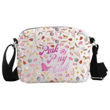 Imagem de WCGXKO Presente para amantes de música, rosa, pônei, clube, maquiagem, presente de princesa, cantor, fãs, presente, viagem, bolsa transversal com zíper, Cros rosa, Casual
