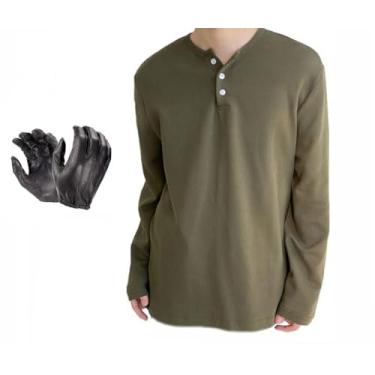 Imagem de Foyacos Fantasia masculina adulto verde avental preto com luvas Fullset, Verde, PP