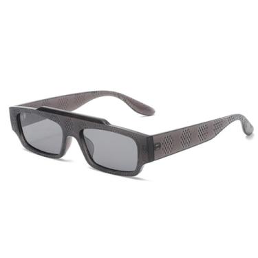 Imagem de HPIRME Óculos de sol punk retangular de armação pequena, masculino e feminino, luxuoso, vintage, retrô, para áreas externas, UV400 (tamanho único/C4, cinza e prata)