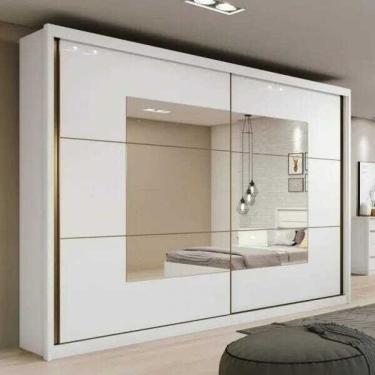 Imagem de Guarda Roupa Casal Toronto Plus Branco Com Espelho 2 Portas E 6 Gavetas Lopas