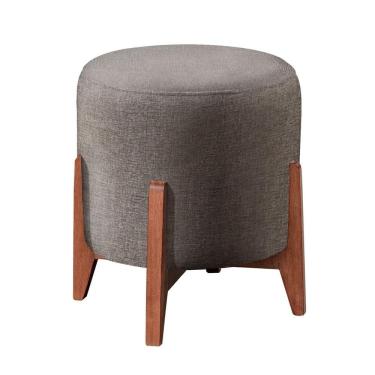 Imagem de Puff Banqueta Thor Luxo Madeira Maciça Castellar Móbile Linho Cappuccino