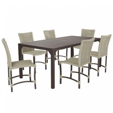 Imagem de Jogo 6 Cadeiras Corda Náutica E Mesa Retangular Ripada 2,00m Rami