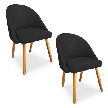 Imagem de Kit 02 Cadeiras Jantar Bela Suede Pés Palito Castanho - Pallazio Cor Preto
