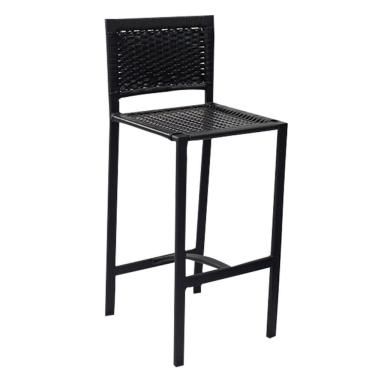 Imagem de Banco Banqueta De Bar Balcão Bancada Cozinha Alumínio Junco Alumínio Preto Fosco Preta