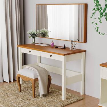 Imagem de Penteadeira Com Espelho 120 Cm Ananda Cabecasa Madeiramadeira Off-white/mel