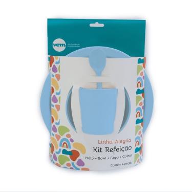 Imagem de Kit Refeição Infantil Vem Azul Claro Linha Alegria