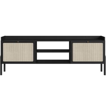 Imagem de Rack Para Sala De Estar Tv 65 Pol 183cm Pés Madeira Moss A03 Nero Preto