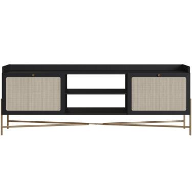 Imagem de Rack Para Sala De Estar Tv 65 Pol 183cm Industrial Indy A03 Nero Dourado