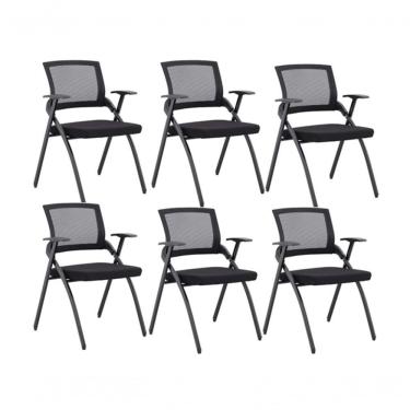 Imagem de Kit 6 Cadeiras De Escritório Universitária Dobrável Tela Mash - Preta