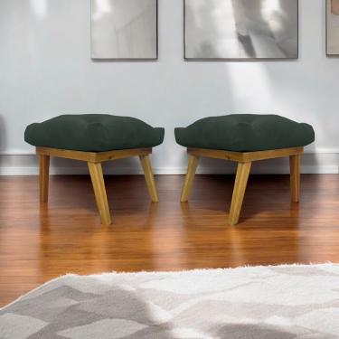 Imagem de Kit 2 Puff Decorativo Retangular Para Sala Quarto Penteadeira Marty Linho Verde