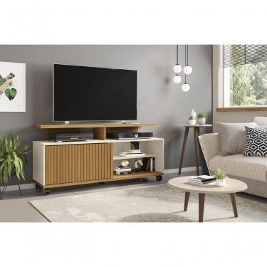 Imagem de Bancada Para Tv Barcelona Cinamomo Off White Ripado