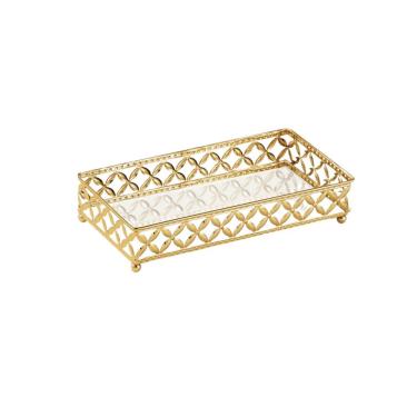 Imagem de Bandeja Espelhada Retangular Em Metal Mart 18x9cm