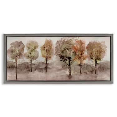 Imagem de Stupell Industries Arte de parede em tela flutuante em estilo aquarela árvore bosque cinza emoldurada por Val Rhodes, 25 x 11