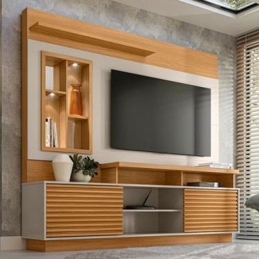 Imagem de Estante para TV Até 60 Polegadas Mauá 2 Portas com Led Nature/Off Whit