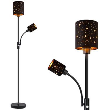 Imagem de AUQUEE Luminária De Chão Para Quarto, Luminárias Led Com Abajur Leitura, Brilho 2700K, Interruptor 3 Vias, Lâmpadas Inclusas, Sala Estar Moderna, Jantar, Decorativa Preta