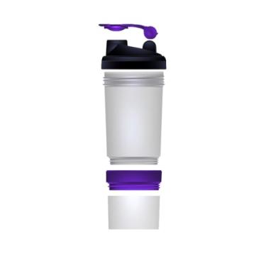 Imagem de Garrafa Coqueteleira com Repartição e Porta Capsulas 500ml Lisa sem Desenho Para Academia e Diversos