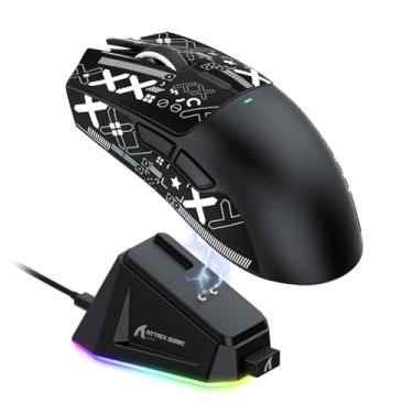 Imagem de ATTACK SHARK Mouse para jogos X11 Ultra-leve modo triplo PAW3311 Sensor óptico 22K DPI 5 botões programáveis para PC/Mac preto e adesivo