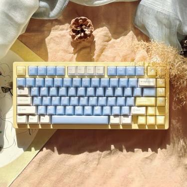 Imagem de 164-Key PBT Keycap Set for Mechanical Keyboard - Durable Thick PBT Keycaps, MX Compatible, Perfect for 61/64/68/87/104/108 Key Layouts, Gift for Gamers/Typists/Office(White-Blue)