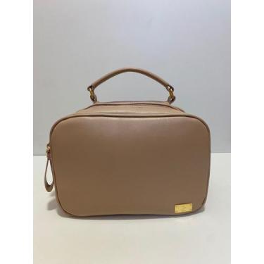 Imagem de Bolsa  a tiracolo mini baú caprina preta, Nude