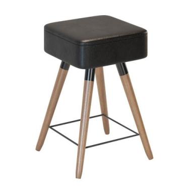 Imagem de Banco Baixo Retrô Quadrado Charlie Preto - CASA H