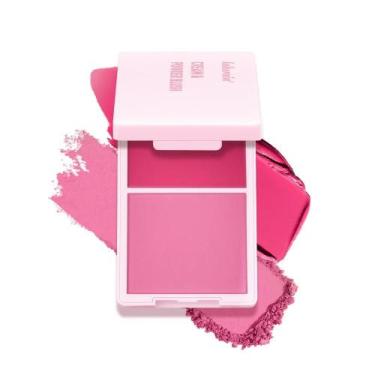 Imagem de Paleta De Blush Em Pó Duo Rosa Pêssego Laranja Vermelho Creme Longa Du