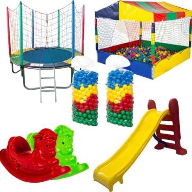 Imagem de Kit Cama Elástica 1,83m Piscina de Bolinhas 1,50m 1000 Bolinhas Escorr