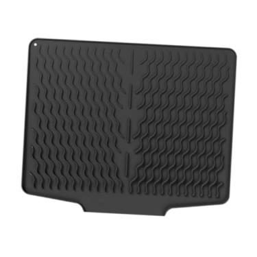 Imagem de Bothyi Tapete de silicone para escorredor de louças, antiderrapante, fácil de limpar, evita acúmulo de água, tapete para escorredor de louças para de, Preto