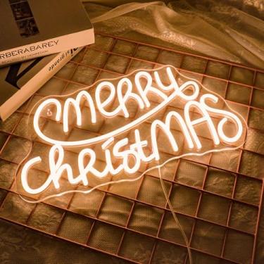 Imagem de NEONLOVE Letreiro de neon branco quente para decoração de parede Sinais de néon de Natal com controle remoto luzes de néon para festa de Natal, bar, casa, quarto, letreiro de luz neon de LED