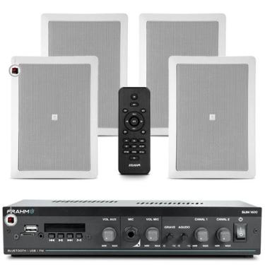Imagem de Kit Som Ambiente Jbl Bluetooth Escritorio Clinica Usb Sd + 02 Arandela