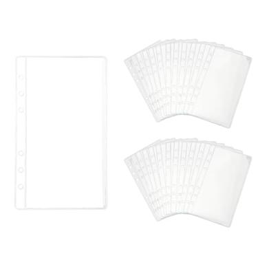 Imagem de 24 peças de bolsos para fichário A6, envelopes transparentes sem zipless, para fichário de orçamento, inserções de bolsa, protetores de folhas para 6 fichários organizadores, fotos, cartões, notas (A6 bolso para fichário)