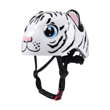 Imagem de menolana Capacete de bicicleta infantil leve à prova de choque ajustável para adolescentes capacete de skate para patins equilíbrio bicicleta patinação, Tigre Branco