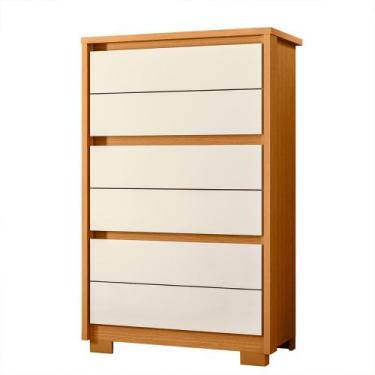 Imagem de Cômoda Unno 79cm 6 Gavetas com Pés Plástico - Albatroz, Cinamomo e Off