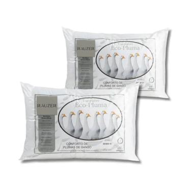 Imagem de Kit 2 Travesseiro Pluma Ganso Confortável Antiacaro 70x50cm
