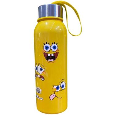 Imagem de Garrafa Garrafinha de Água Infantil Squeeze Bob Esponja 500ml Amarela 