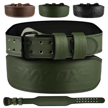 Imagem de Cinto de Levantamento de Peso WYOX – Couro de Vaca, Suporte Lombar 4", 8 Furos Ajustáveis, Ideal para Powerlifting, Agachamento e Treinamento de Força (Verde, X-Grande)