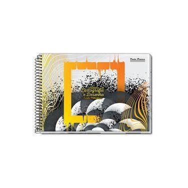 Imagem de Caderno de desenho Pauta Branca escala milimétrica laranja 60 fls