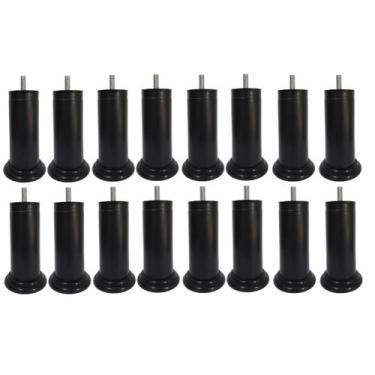 Imagem de Kit 16 Pe Cama Box Fixo Preto 12cm Plástico Com Parafuso Central - Jth