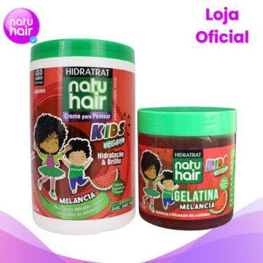 Imagem de Kit Creme de Pentear Melancia + Gelatina de Melancia Natuhair 500g - N