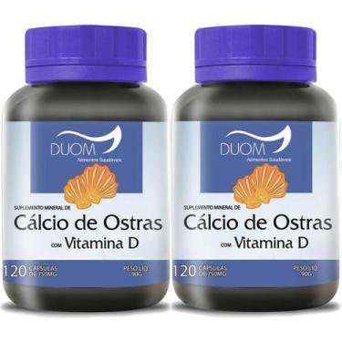 Imagem de Kit 2 Und Cálcio de Ostras Vitamina D 120cps 750mg Duom