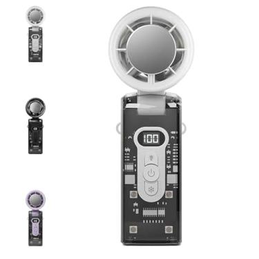 Imagem de Ventilador PortáTil Com Placa De Resfriamento InstantâNeo E Luz Led, Design De Caixa Transparente, Ventilador Turbo PortáTil DobráVel 3 Em 1, 100 NíVeis AjustáVeis, RecarregáVel De 3600 Mah (White)