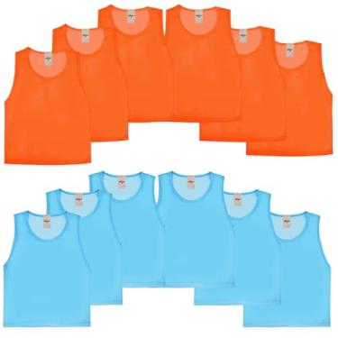 Imagem de imflyker Scrimmage Pinnies Coletes de treino para jovens adultos esportes basquete, futebol, vôlei, 6 laranja + 6 azuis, Tamanho Único