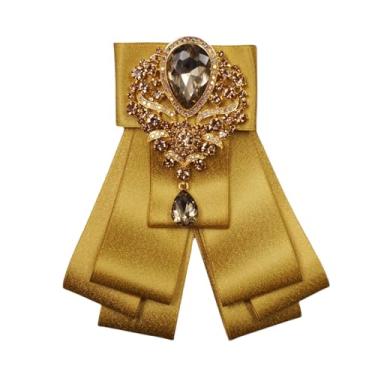 Imagem de Topz Broche de strass masculino gravata borboleta de cristal pesado cravejado na lapela padrinhos acessório para festa de formatura, 15*15cm/5.9*5.9 inches, Diamante de strass de cristal Fita, Strass