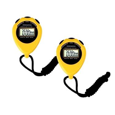 Imagem de Cronômetro esportivo, pacote com 2 cronômetros digitais grandes com data e hora, sem alarme, silencioso, fácil de configurar, cronômetros para esportes, treinadores, crianças, natação e corrida