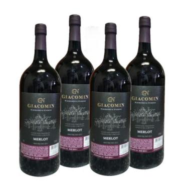 Imagem de Vinho Merlot Giacomin - Kit 04 garrafas 1,5L - Vinícola Giacomin