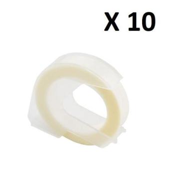 Imagem de Kit 10 Fitas Vinil Compatível Dymo Manual 3D125 Incolor 9mm - Genérica