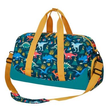 Imagem de Choco Mocha Bolsa de viagem infantil para meninos – Bolsas noturnas para viagem, academia, festa do pijama, meninos de 9 a 12 anos, 6 a 8 anos, Dinossauro verde escuro, Large